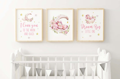 Unicorn Wall Art, Pink unicorn Nursery Prints set of 3 - Magical unicorn