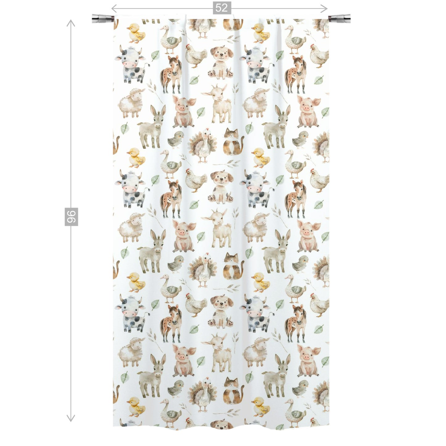 Farm animals Curtain, Single Panel, Gender-neutral farm nursery decor