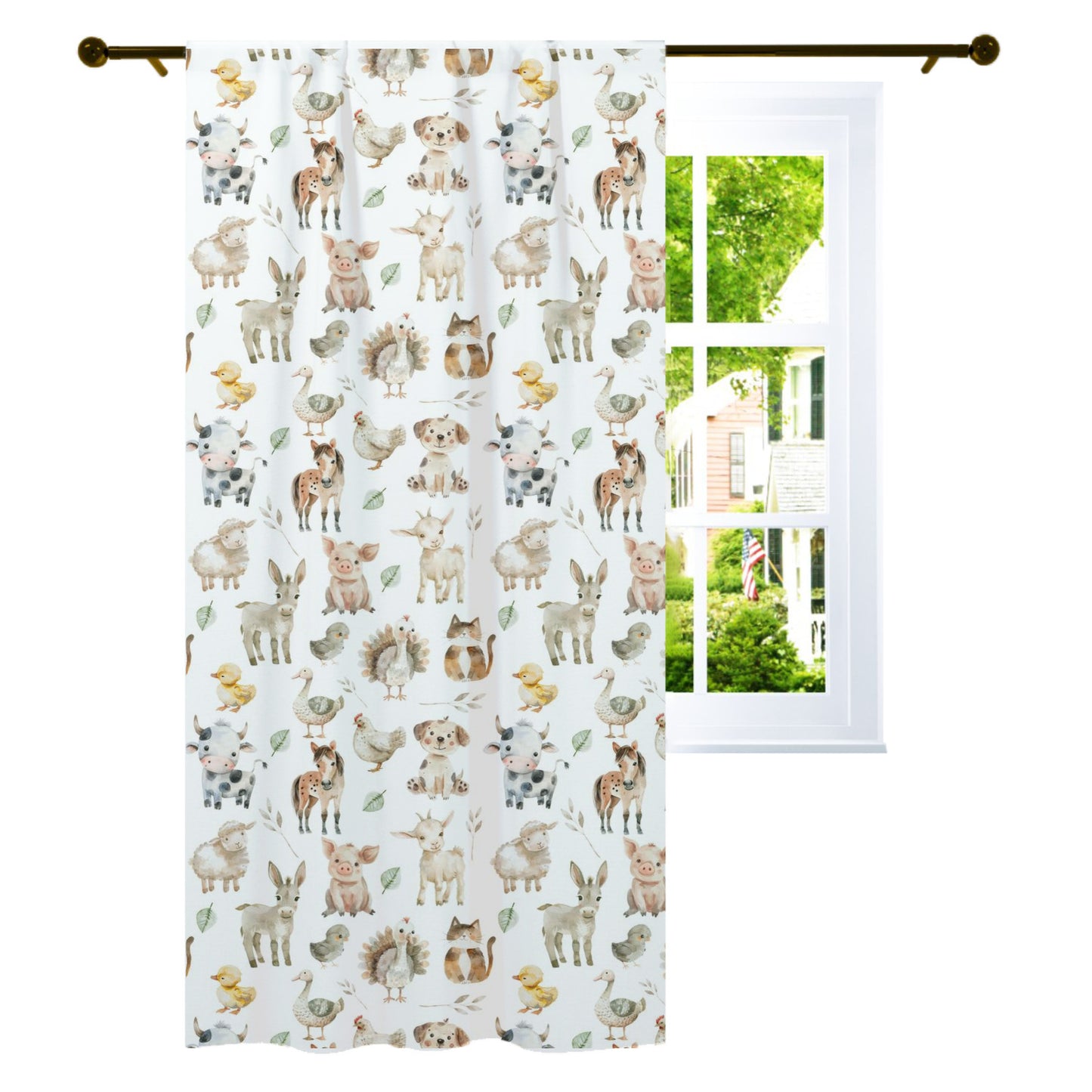 Farm animals Curtain, Single Panel, Farm nursery decor - Happy Ranch