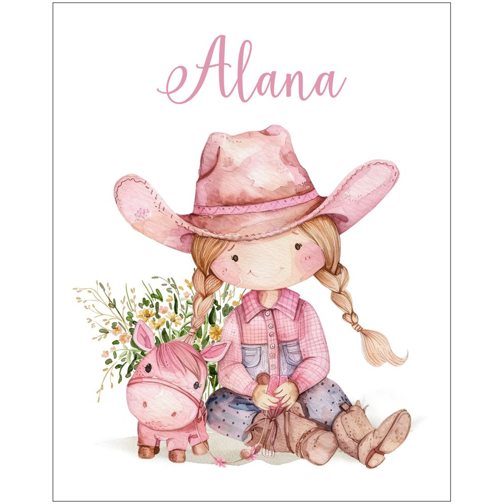 Pink cowgirl nursery wall art, Cowgirl room decor