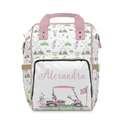 Personalized Pink Golf diaper bag | Sports baby backpack - Pink Golf