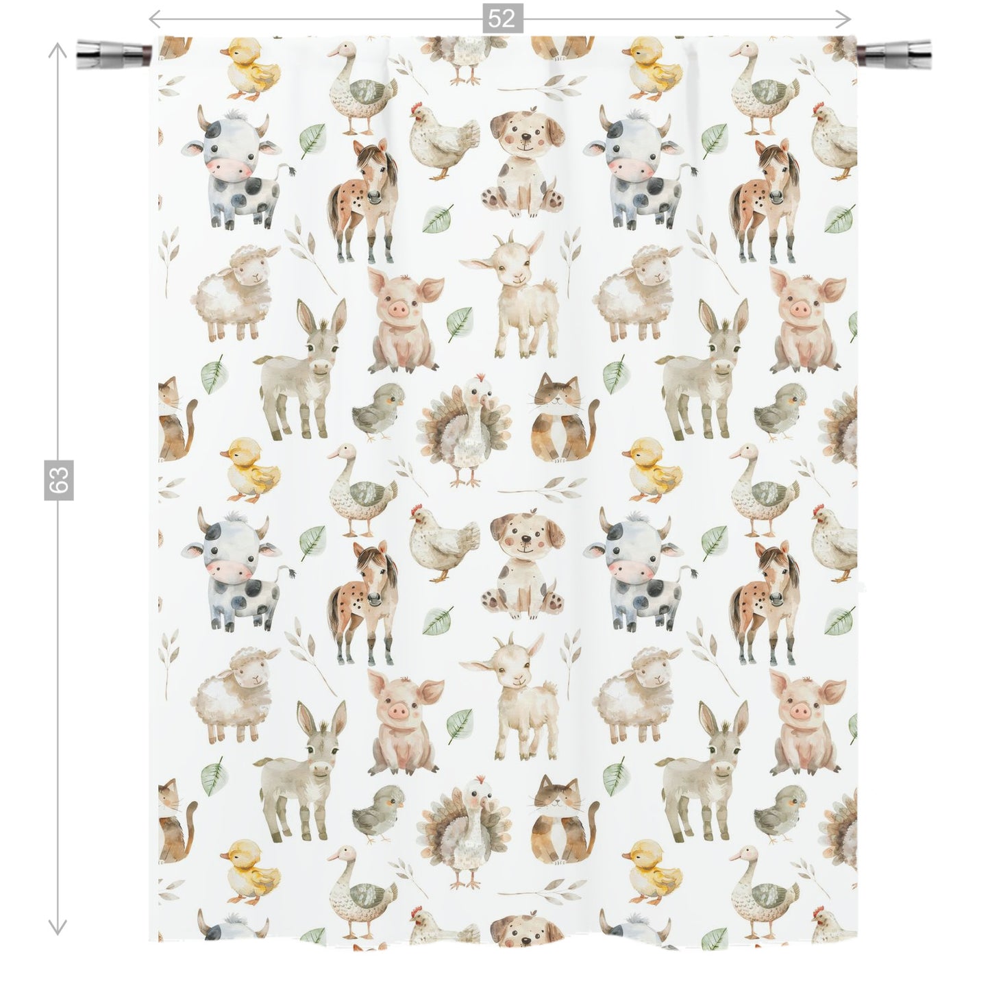 Farm animals Curtain, Single Panel, Farm nursery decor - Happy Ranch