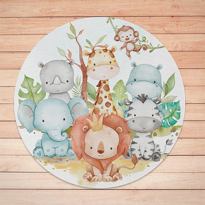 Safari animals Round rug, Safari nursery decor - Cute Safari