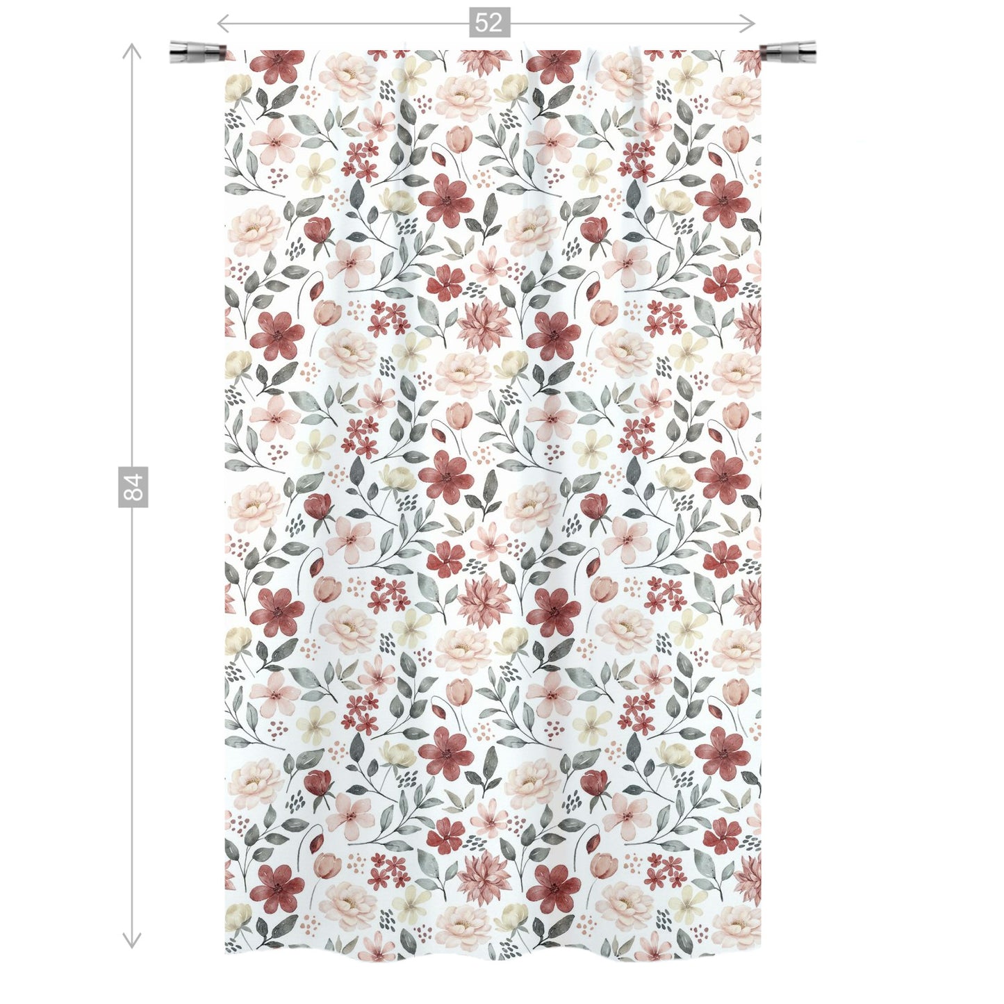 Peonies Curtain, Single Panel, Floral curtains for girl - Peonies Garden