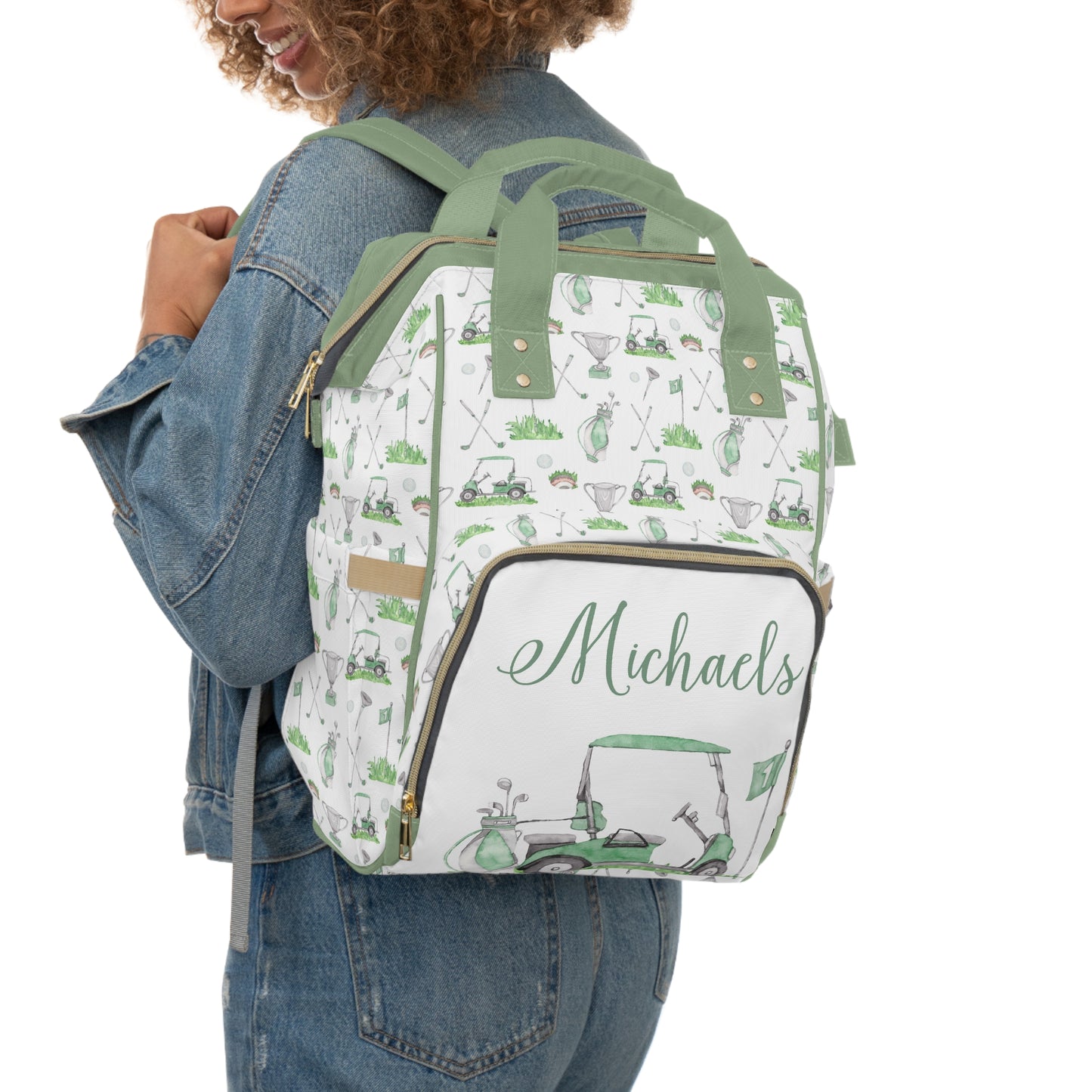 Personalized Green Golf diaper bag | Sports baby backpack - Green Golf