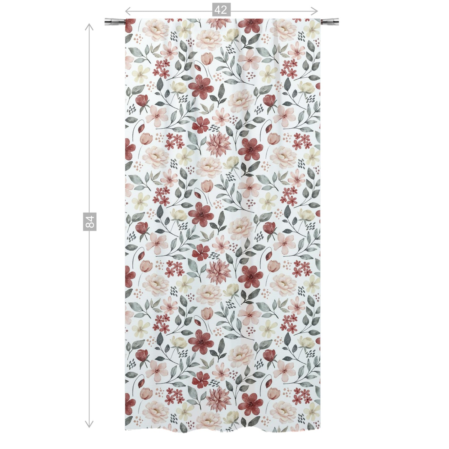 Peonies Curtain, Single Panel, Floral curtains for girl - Peonies Garden