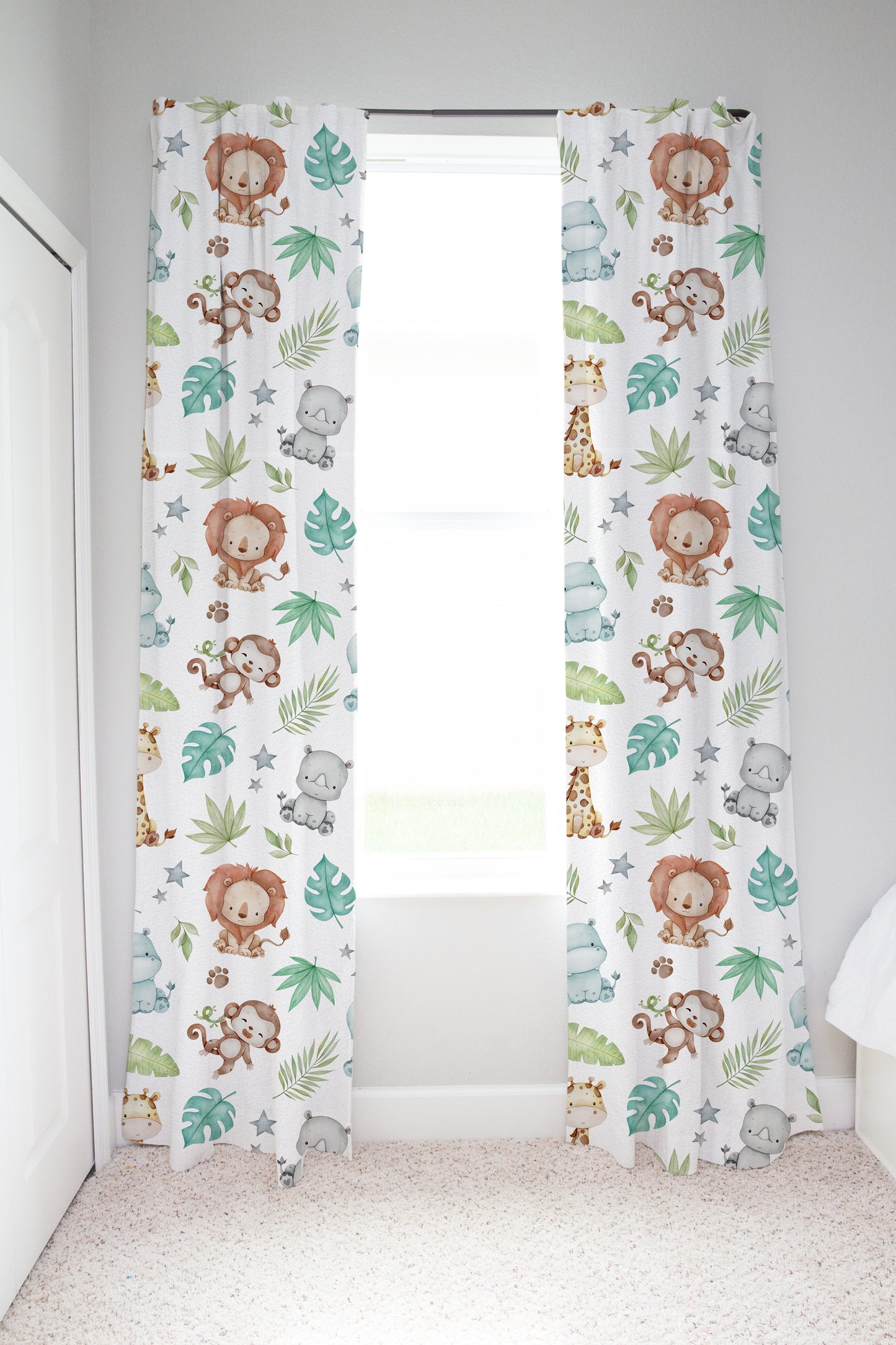 Safari animals Curtain, Single Panel, Safari nursery decor - Cute safari