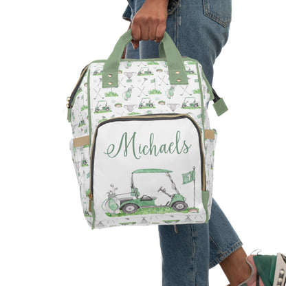 Personalized Green Golf diaper bag | Sports baby backpack - Green Golf