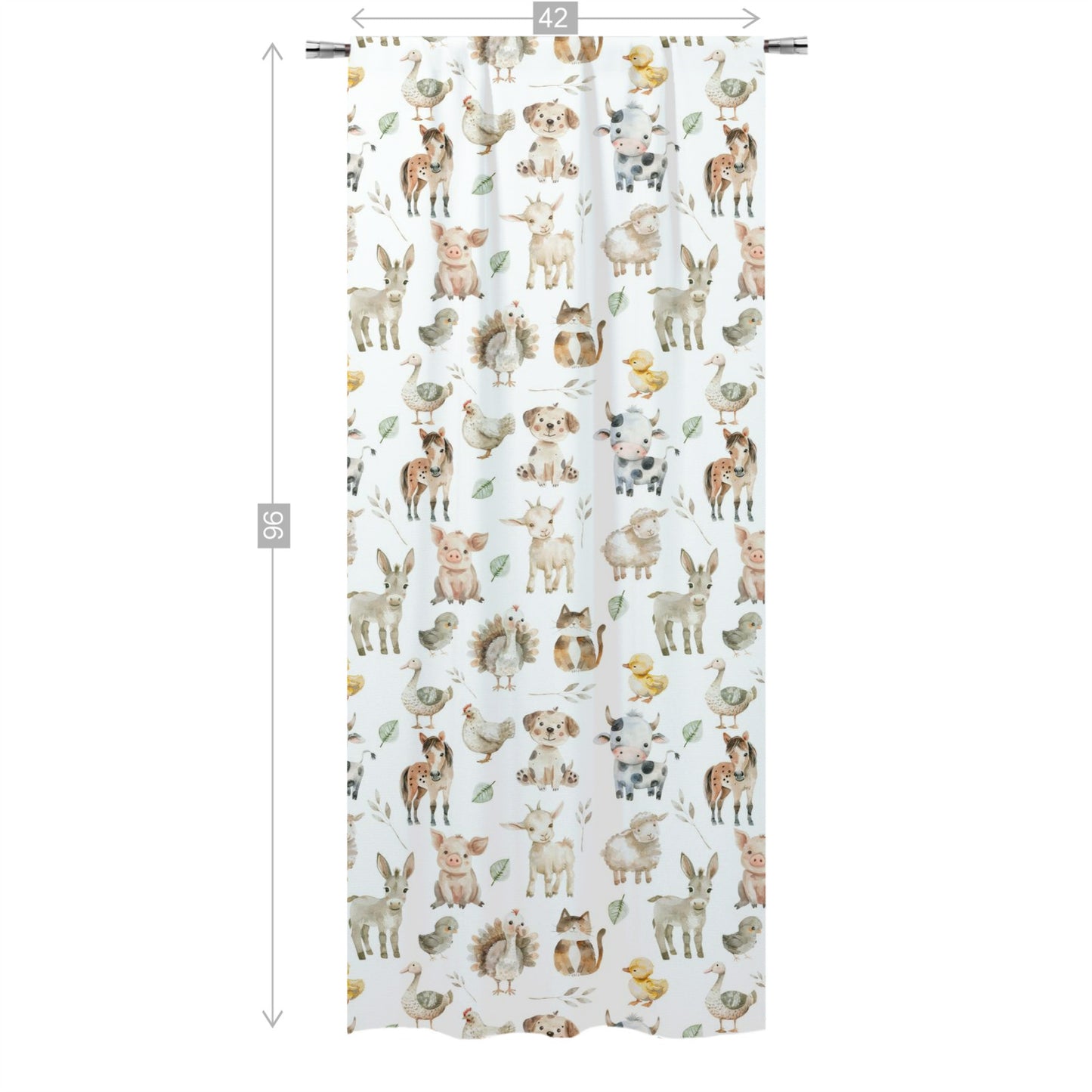 Farm animals Curtain, Single Panel, Gender-neutral farm nursery decor