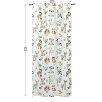 Farm animals Curtain, Single Panel, Gender-neutral farm nursery decor