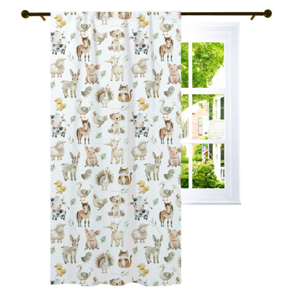 Farm animals Curtain, Single Panel, Gender-neutral farm nursery decor