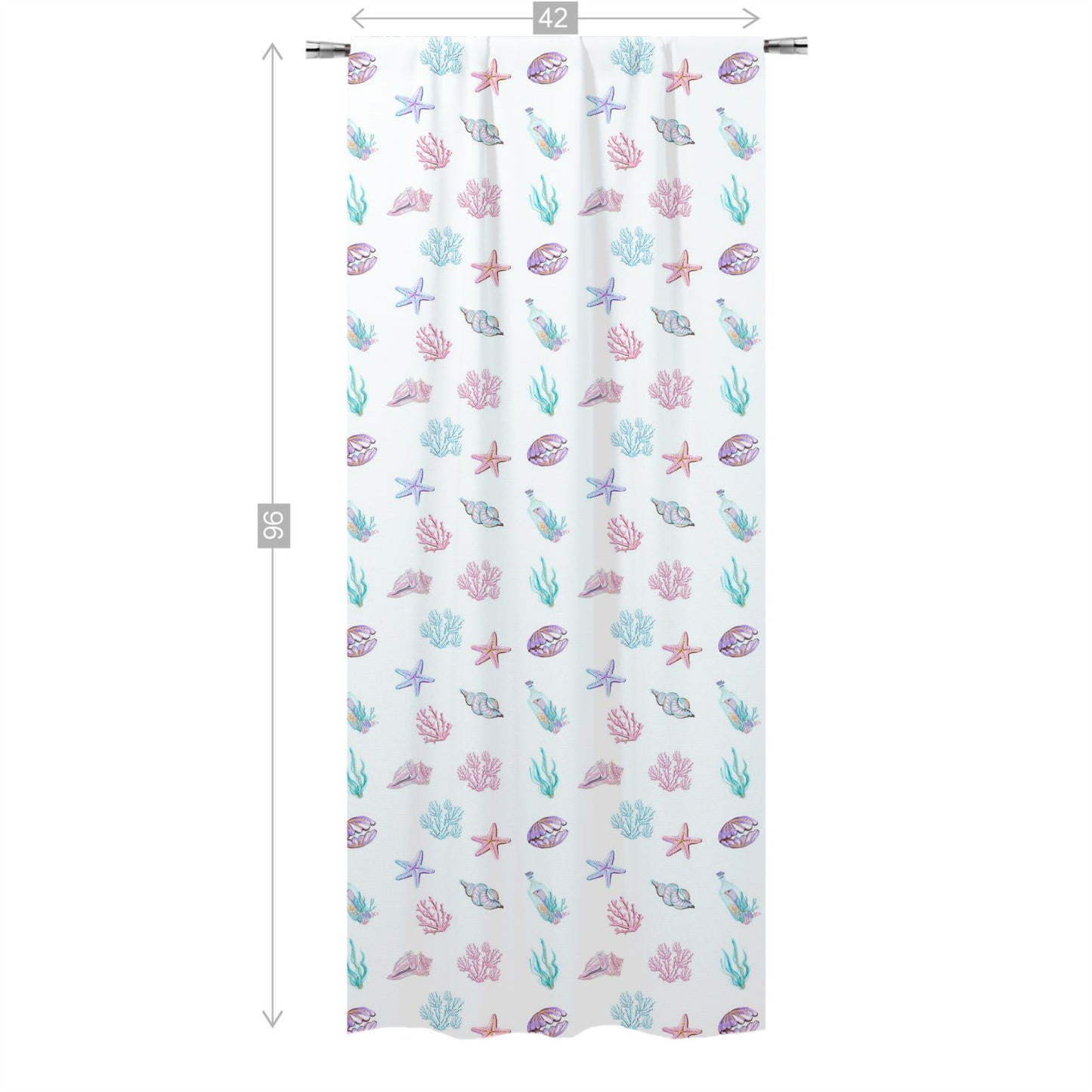 Under the sea Curtain, Single Panel, Shells curtain - Pink Mermaid