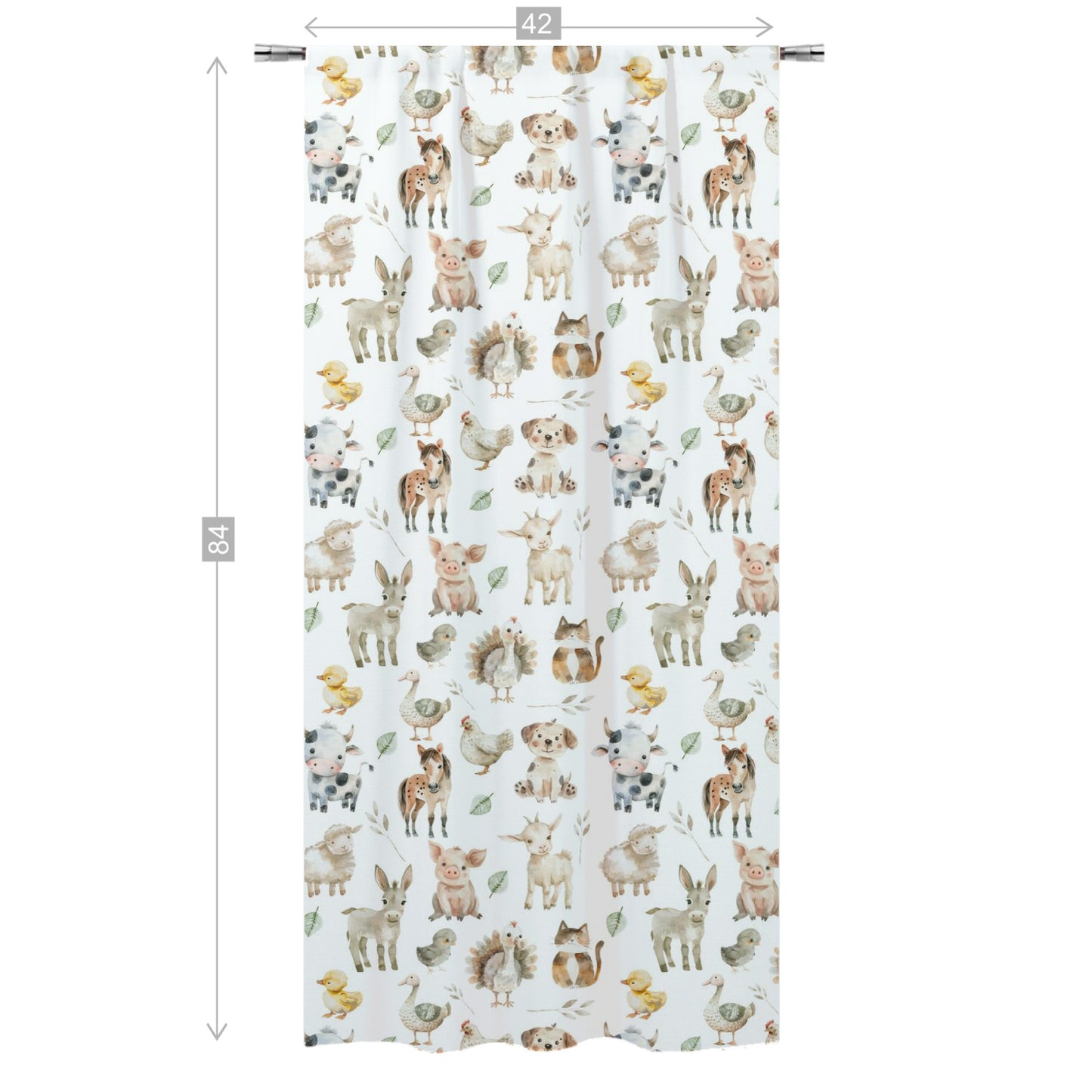 Farm animals Curtain, Single Panel, Gender-neutral farm nursery decor