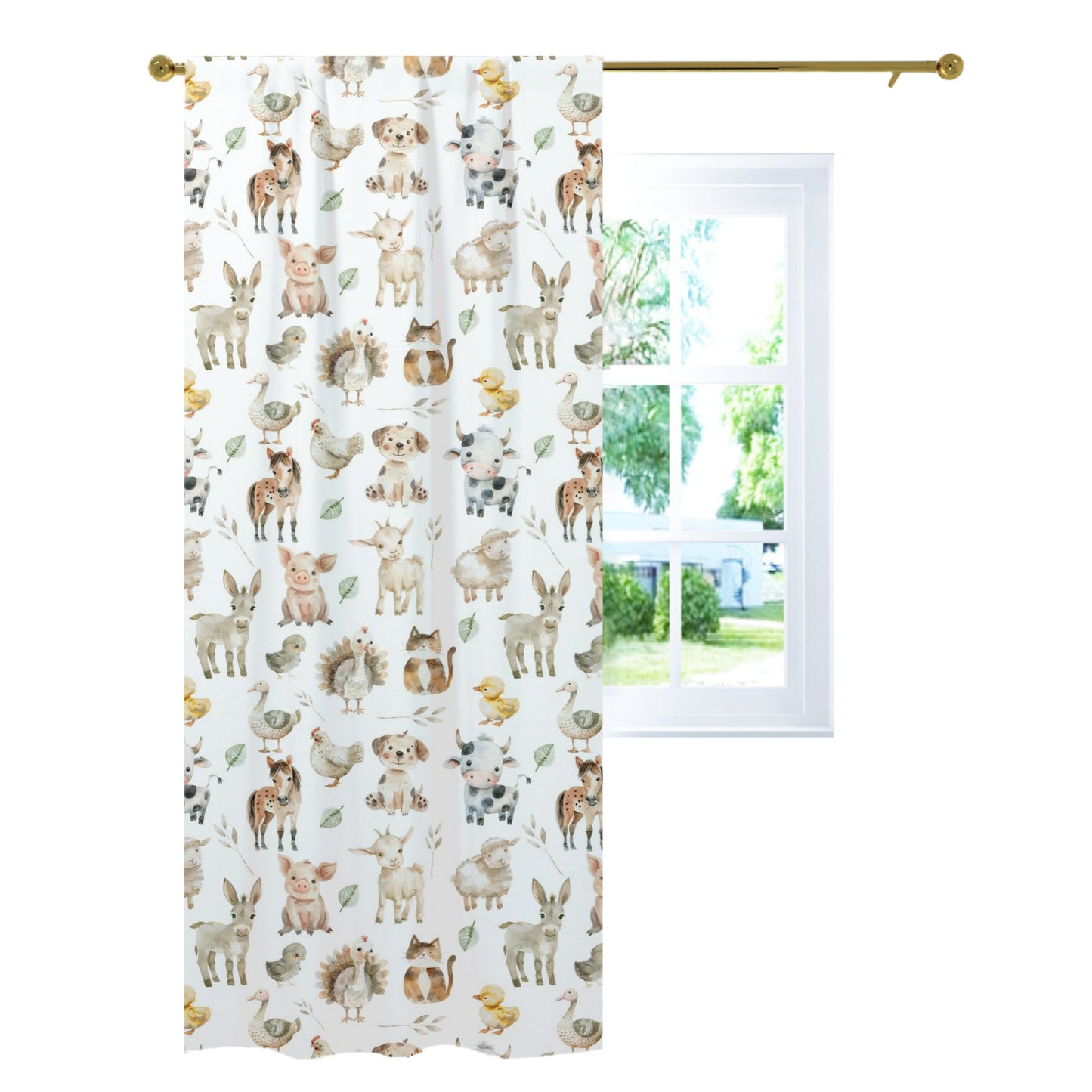 Farm animals Curtain, Single Panel, Farm nursery decor - Happy Ranch