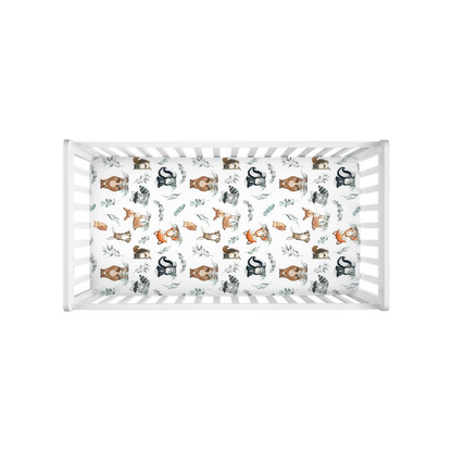 Woodland animals crib sheet Crib Sheet, Woodland nursery bedding - Greenery Woodland