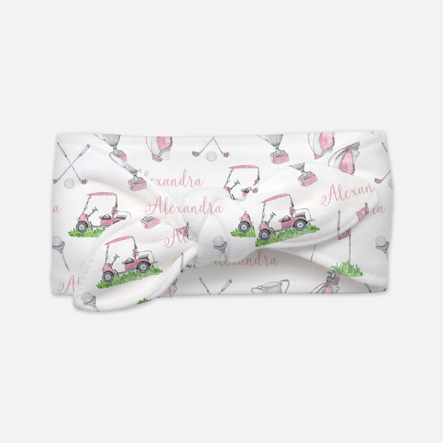 Personalized Girl golf Swaddle Set, Custom Blanket Baby Name - Pink Golf