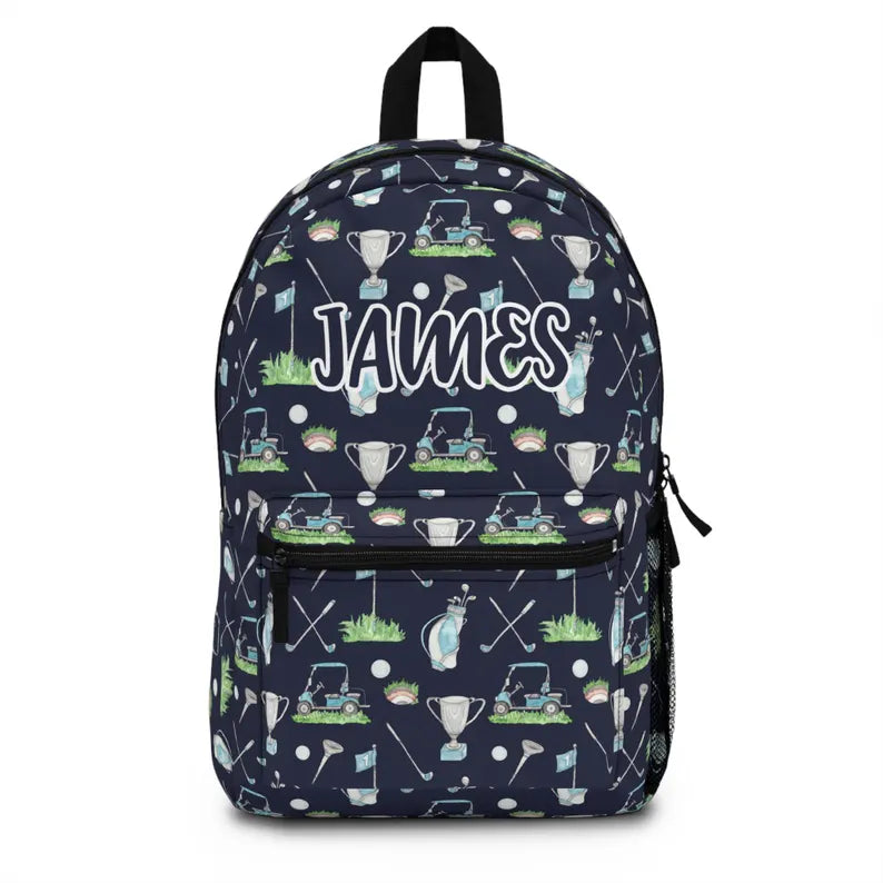 Personalized name Golf Backpack, Boys Back To School Bag - Little Golfer