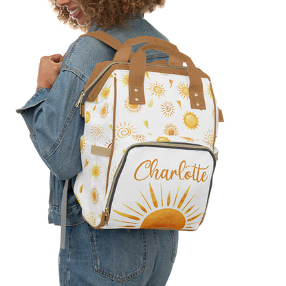 Personalized Sushine diaper bag | Boho sushine baby backpack -