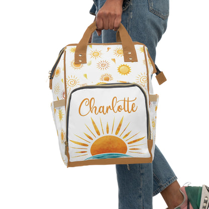 Personalized Sushine diaper bag | Boho sushine baby backpack -