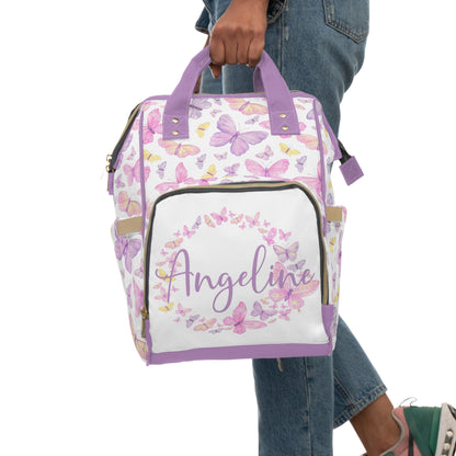 Personalized Butterfly diaper bag | Pink Butterfly baby backpack