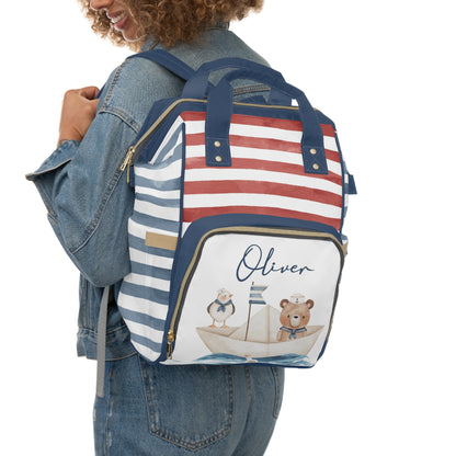 Personalized Sailor bear diaper bag | Bear baby backpack