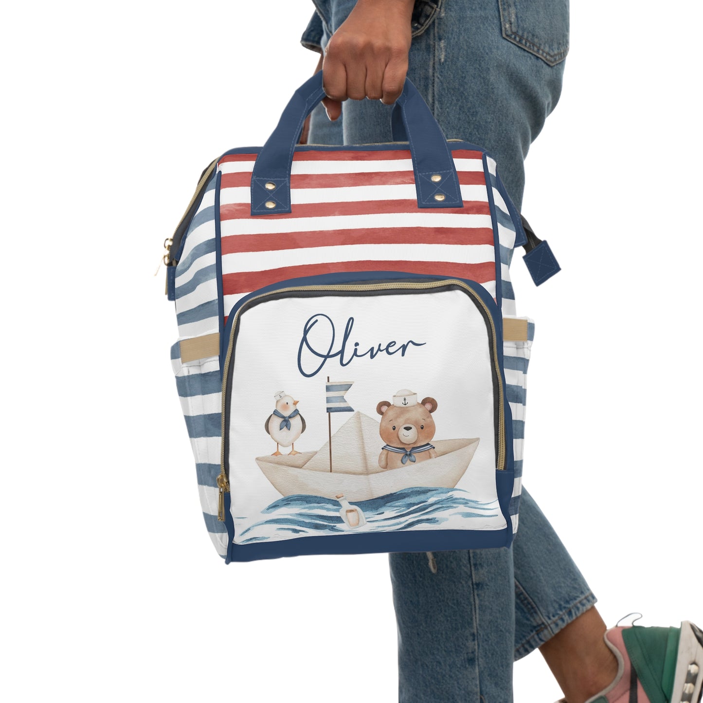 Personalized Sailor bear diaper bag | Bear baby backpack