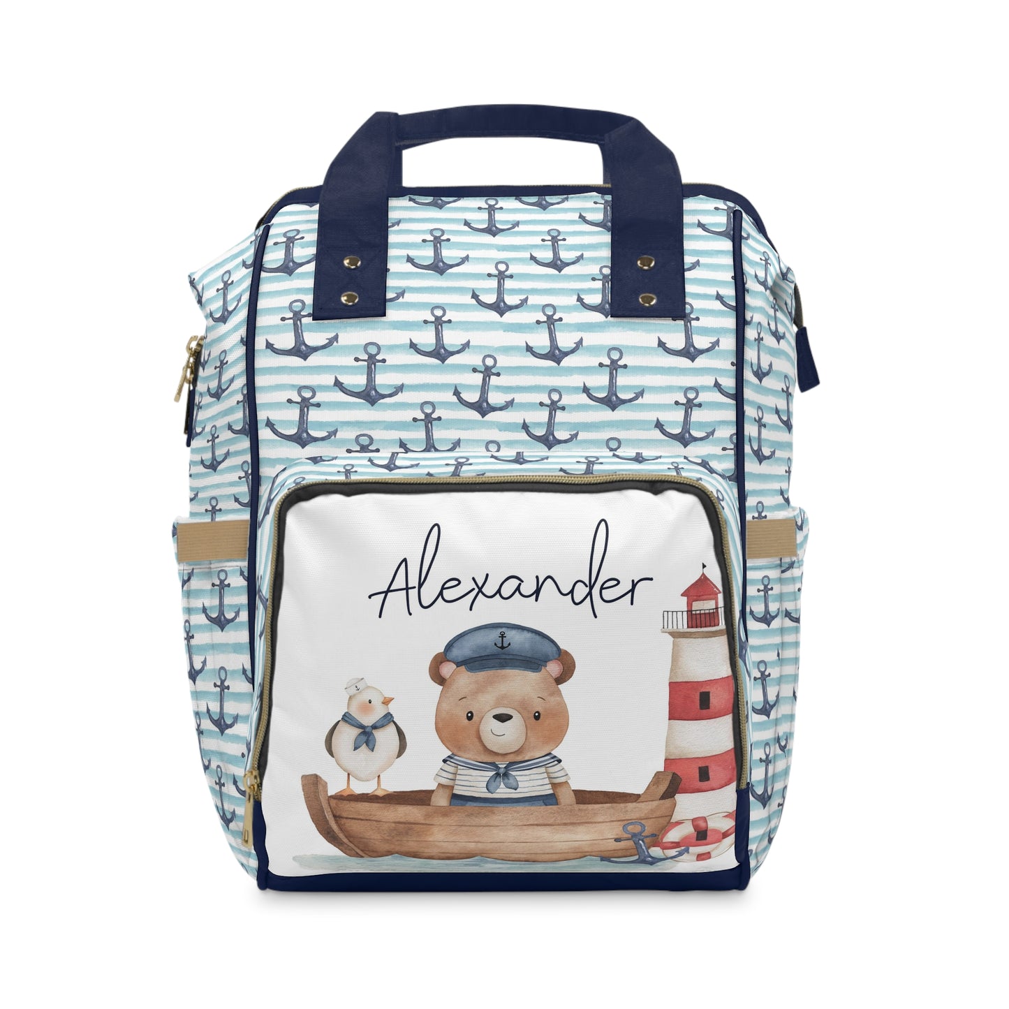 Personalized Sailor bear diaper bag |Anchor baby backpack