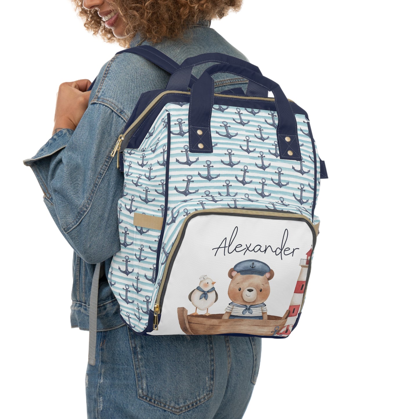 Personalized Sailor bear diaper bag |Anchor baby backpack