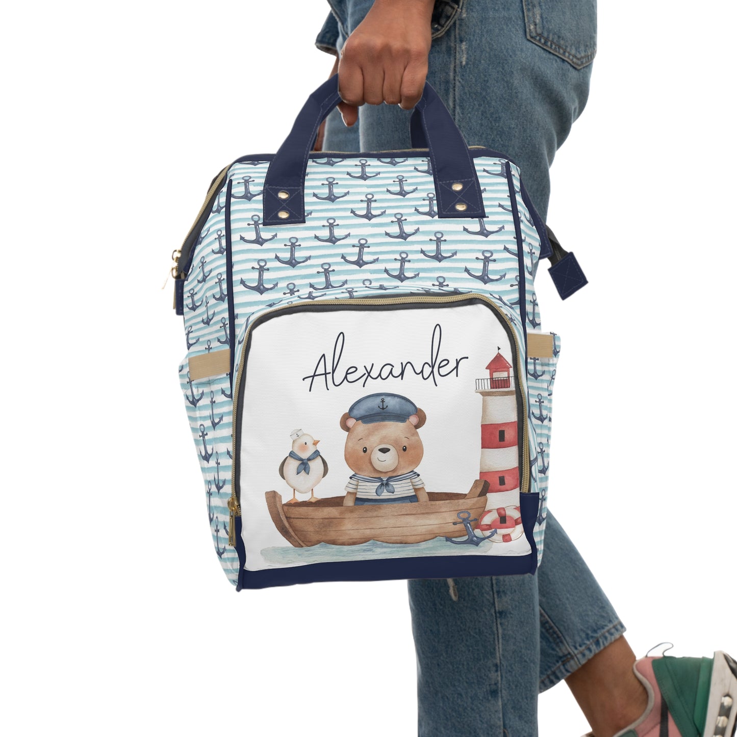 Personalized Sailor bear diaper bag |Anchor baby backpack