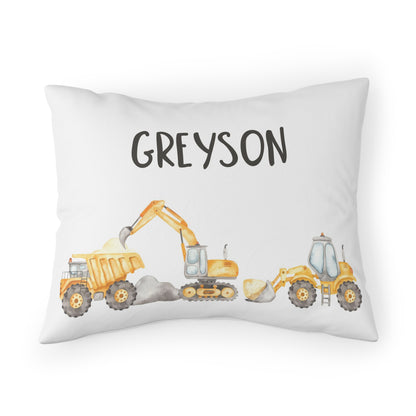 Personalized Truck Pillow Sham case, Construction boys room pillow - Under construction