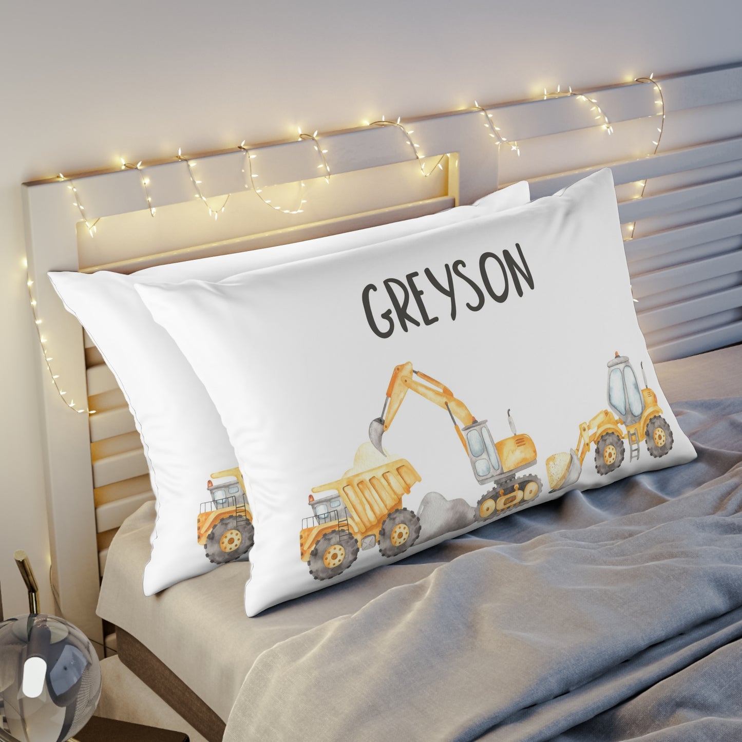 Personalized Truck Pillow Sham case, Construction boys room pillow - Under construction