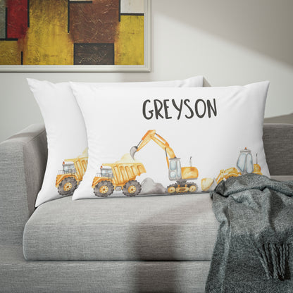 Personalized Truck Pillow Sham case, Construction boys room pillow - Under construction