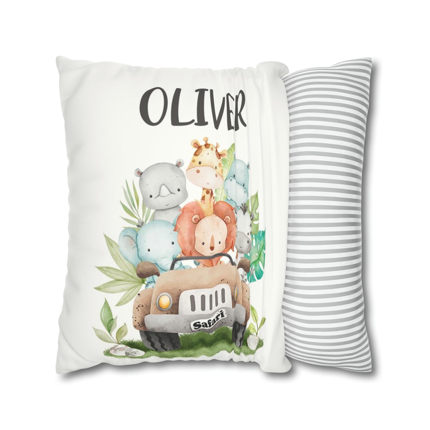 Safari animals Personalized Pillow, Jungle Nursery Decor - Cute Safari