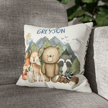 Personalized woodland animals Pillow, Forest Nursery Decor - Magical Forest