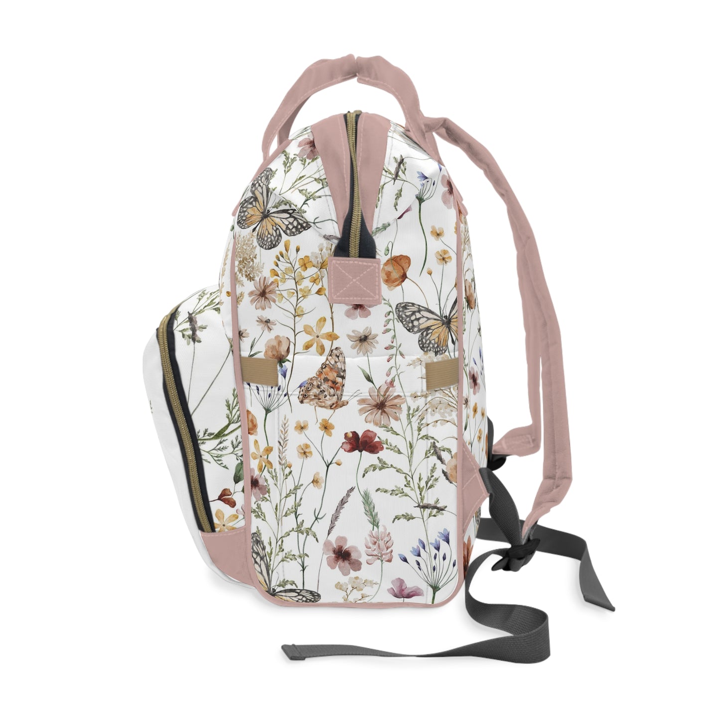 Personalized wildflower diaper bag | Butterflies floral baby backpack - Butterfly Garden