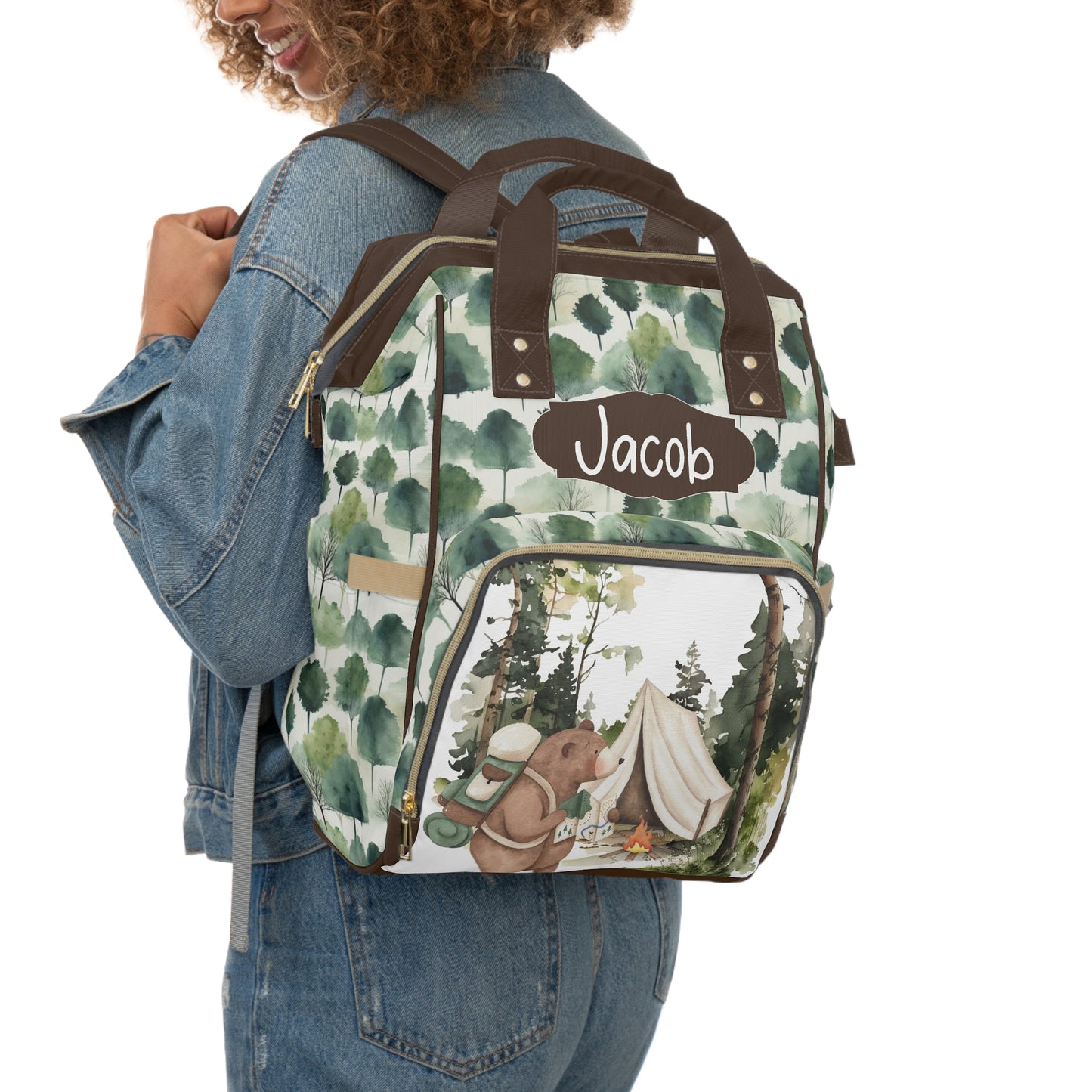 Personalized Bear diaper bag | Woodland baby backpack -