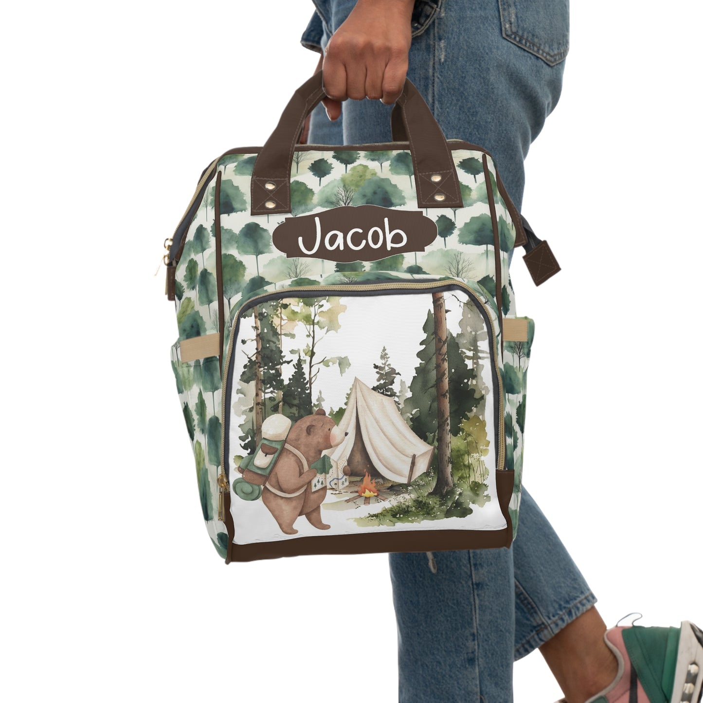 Personalized Bear diaper bag | Woodland baby backpack -