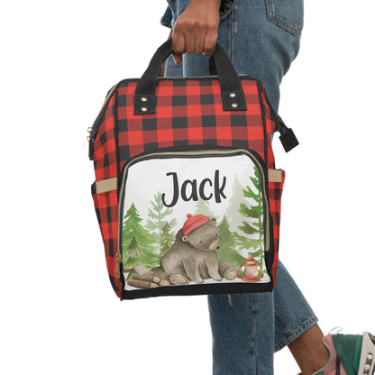 Personalized Bear diaper bag | Lumberjack baby backpack -