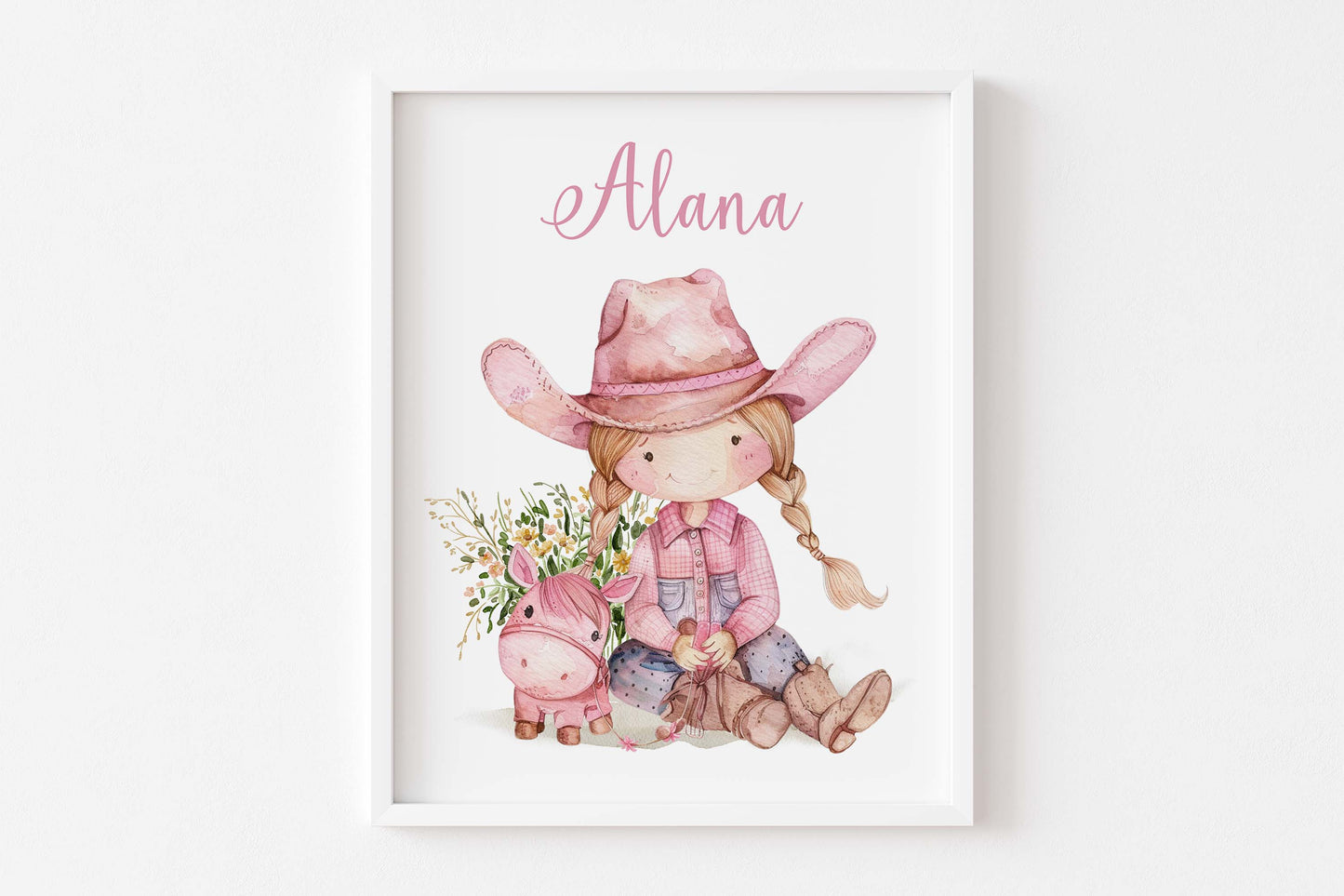 Pink cowgirl nursery wall art, Cowgirl room decor