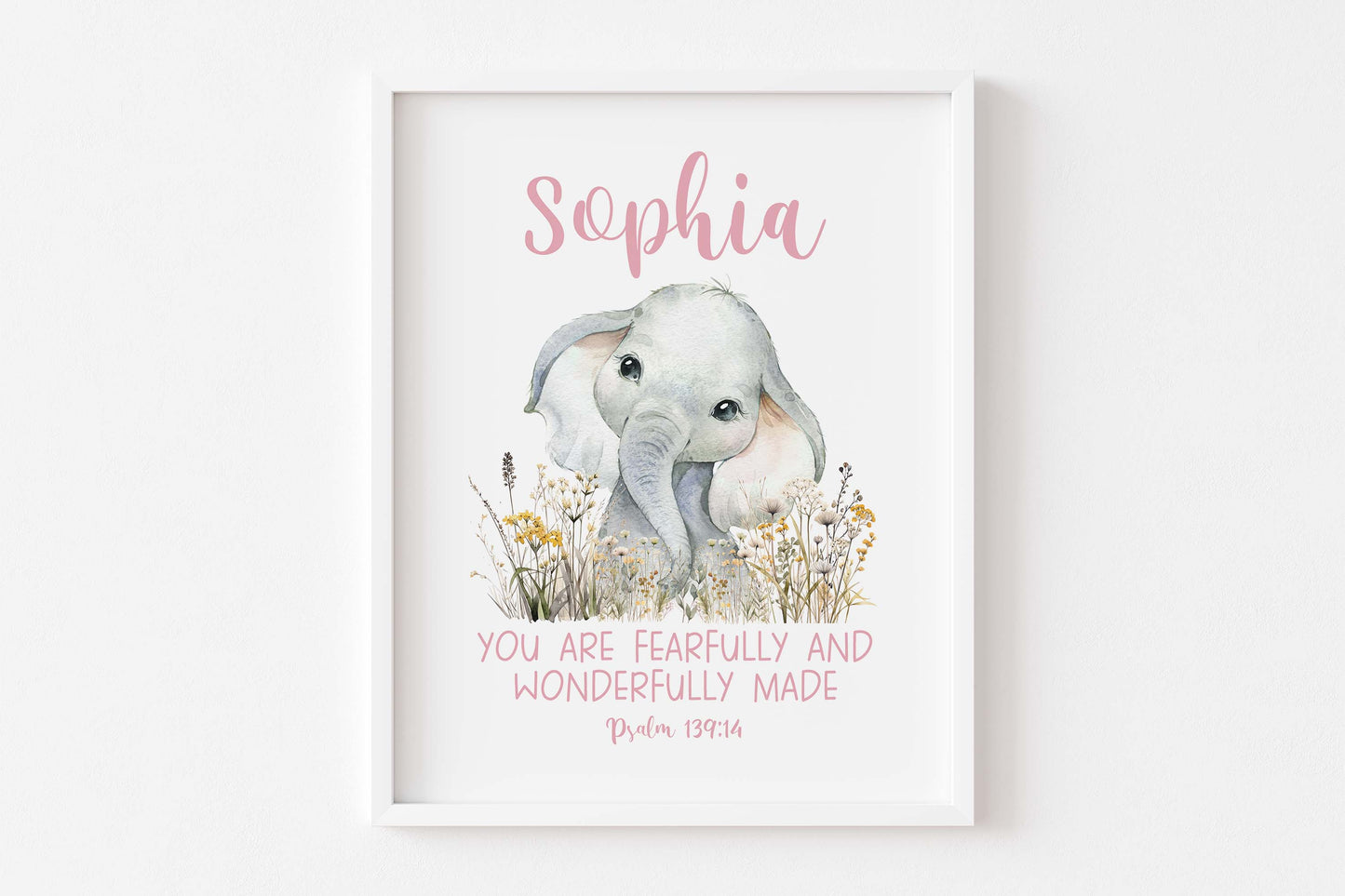 Elephant Nursery art, Bible verse wall art