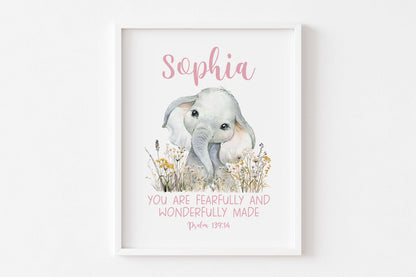 Elephant Nursery art, Bible verse wall art