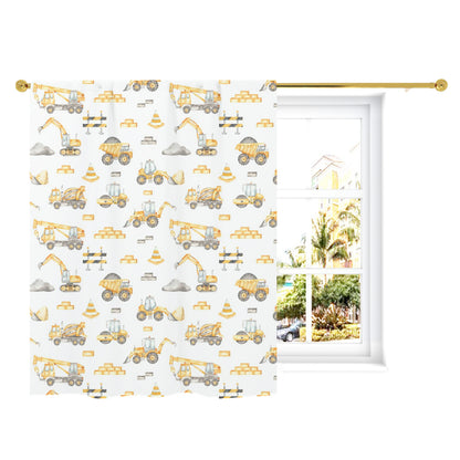 Construction truck curtain single panel, Construction nursery decor - Under Construction