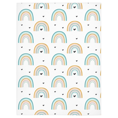 Heart Rainbow Minky Blanket, Rainbow Nursery Bedding