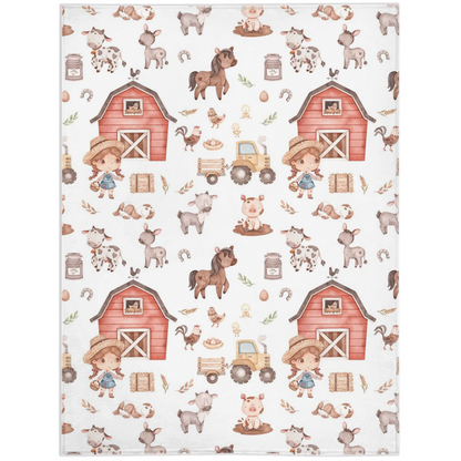 Farm Girl Minky Blanket, Barnyard Nursery Bedding - Lovely Farm