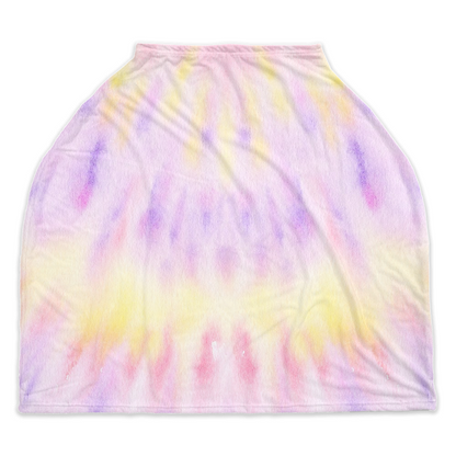 Purple and yellow Tie Dye Car Seat Cover, Tie Dye Nursing Cover