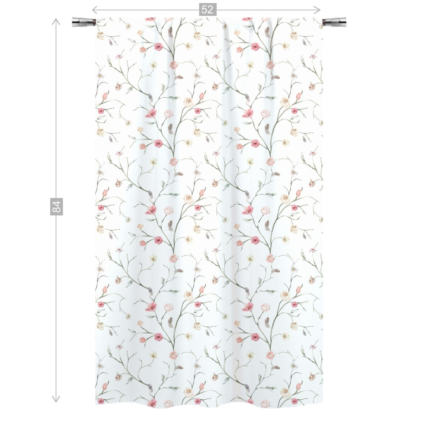 Boho Floral Curtain, Pink Floral Nursery Curtains - Blush Wildflowers