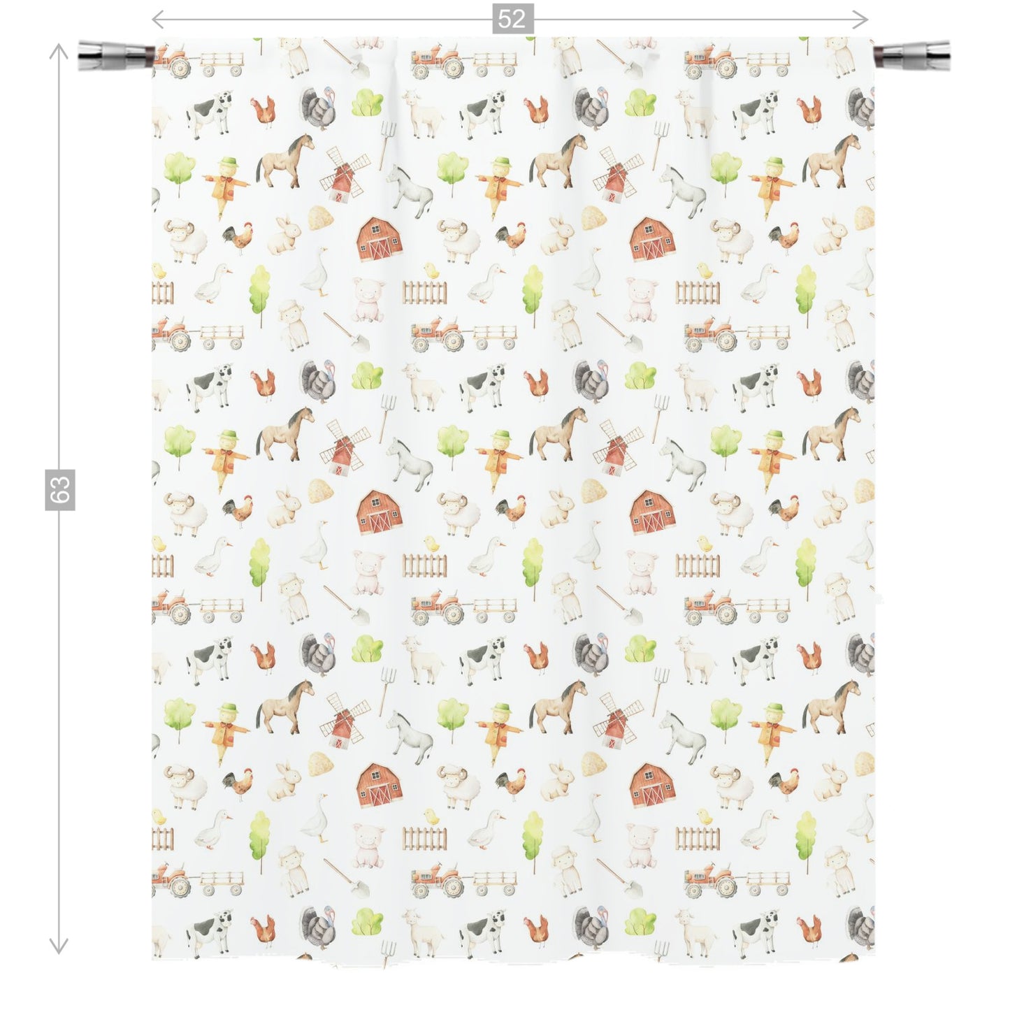 Farm Curtain, Single Panel, Farm nursery decor - Oliver's Ranch