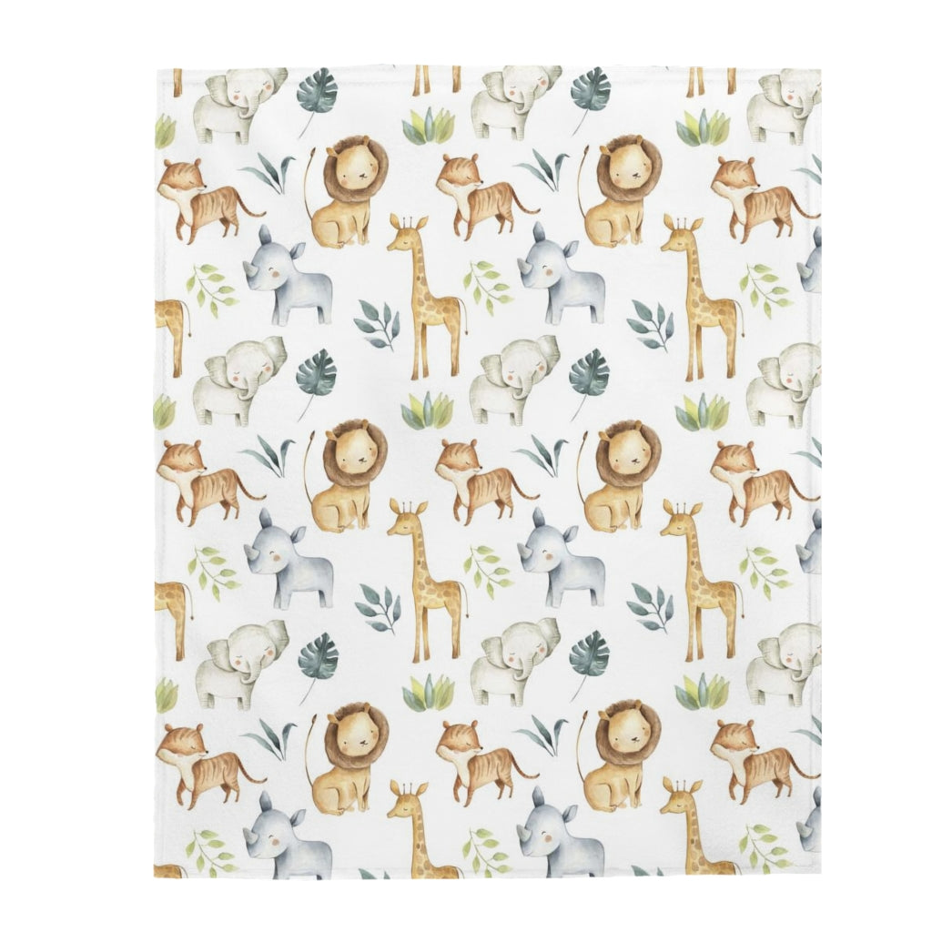 Safari Minky blanket | Jungle animals nursery bedding -  Baby Africa