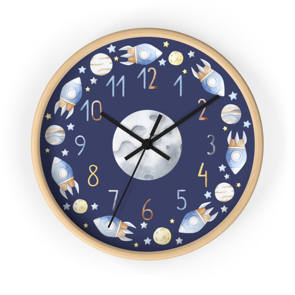 Space Nursery Clock, Planets Kids Room Décor - Outer Space