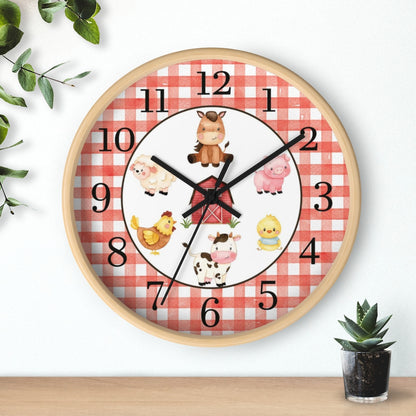 Farm Animals Kids Wall Clock | Farm Nursery Decor